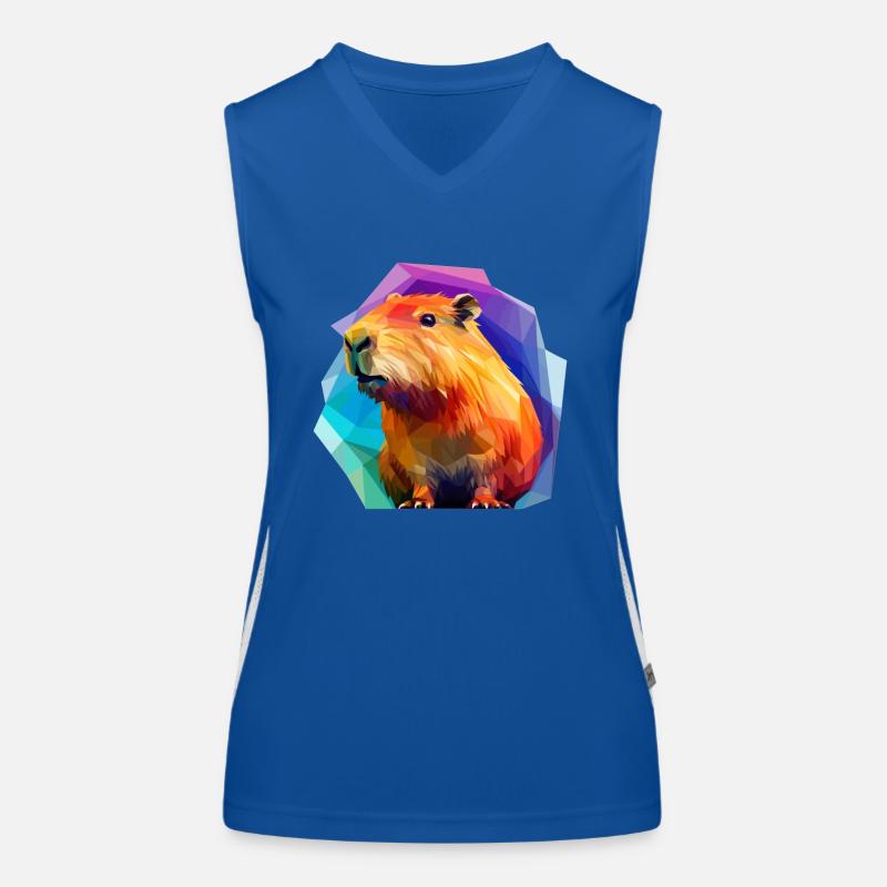 Capybara Low Polygon Design Funktionelles Kontrast-Tank Top für Frauen