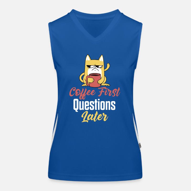 Coffee First Questions Later Coffee Women's Functional Contrast Tank Top