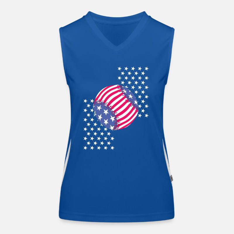 Baseball mit Amerika Flagge Funktionelles Kontrast-Tank Top für Frauen