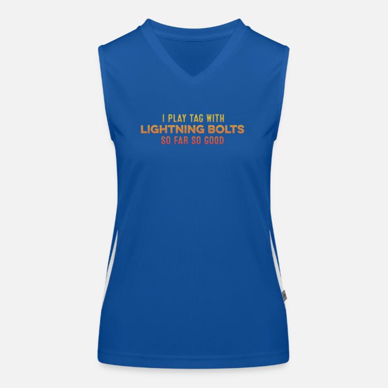Je joue au tag avec Lightning Bolt jusqu’à présent si bon jeu de mots Débardeur respirant contrasté Femme