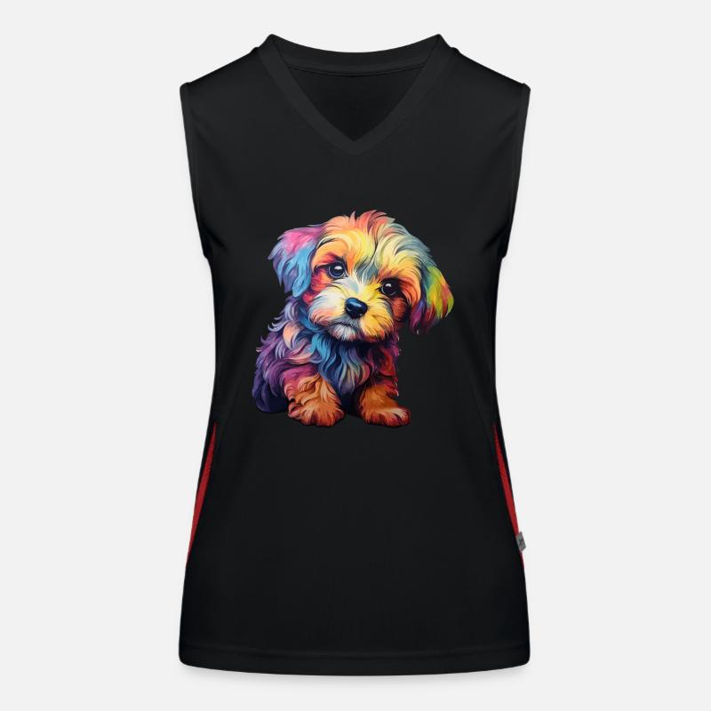 Hündchen-regenbogen Funktionelles Kontrast-Tank Top für Frauen