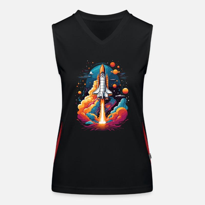 Space Shuttle Astronaut Rocket Space Adventure Women's Functional Contrast Tank Top