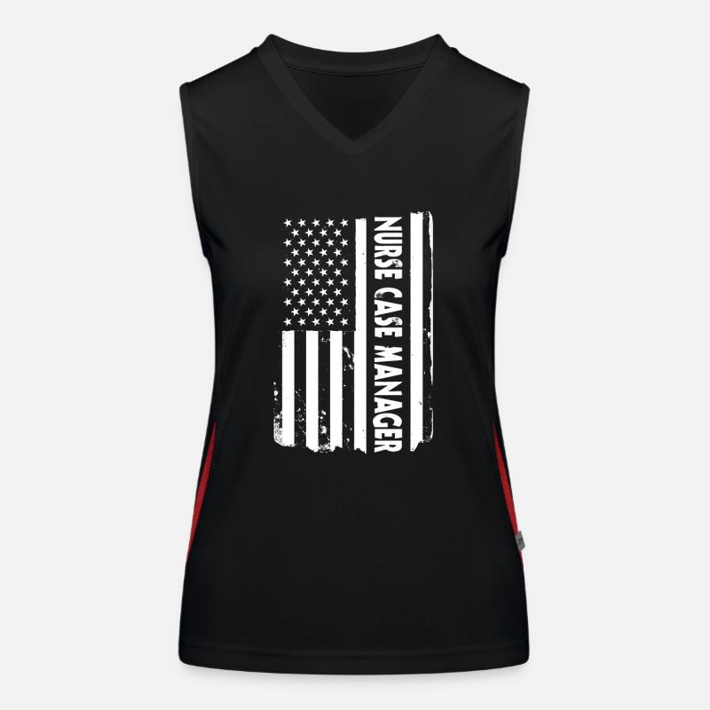 Nursing Manager USA Flag Women's Functional Contrast Tank Top