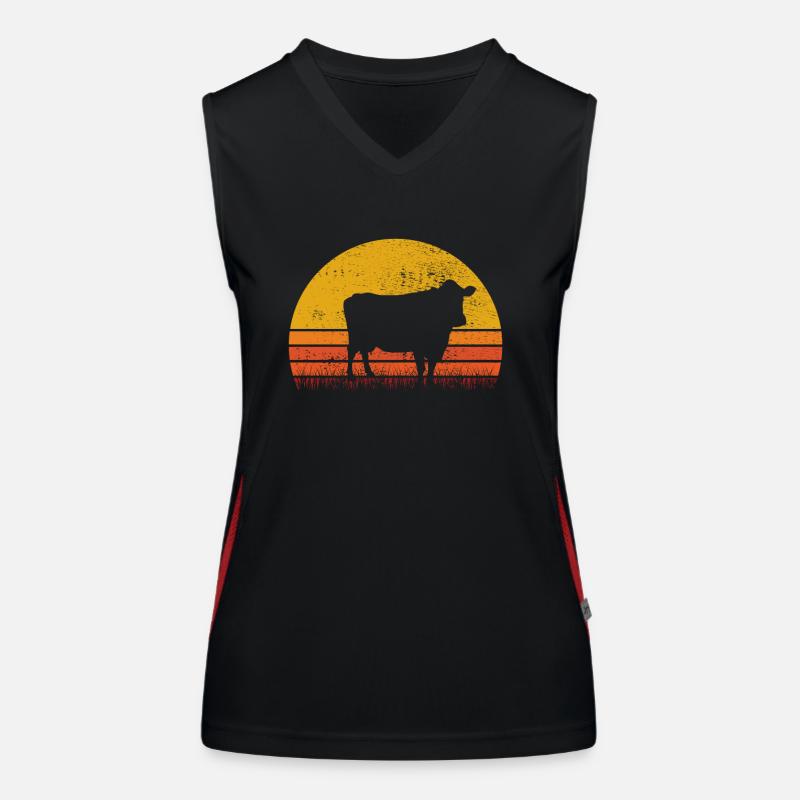 Kuh Tier Bauer Muh Retro Bauernhof Geschenk Funktionelles Kontrast-Tank Top für Frauen