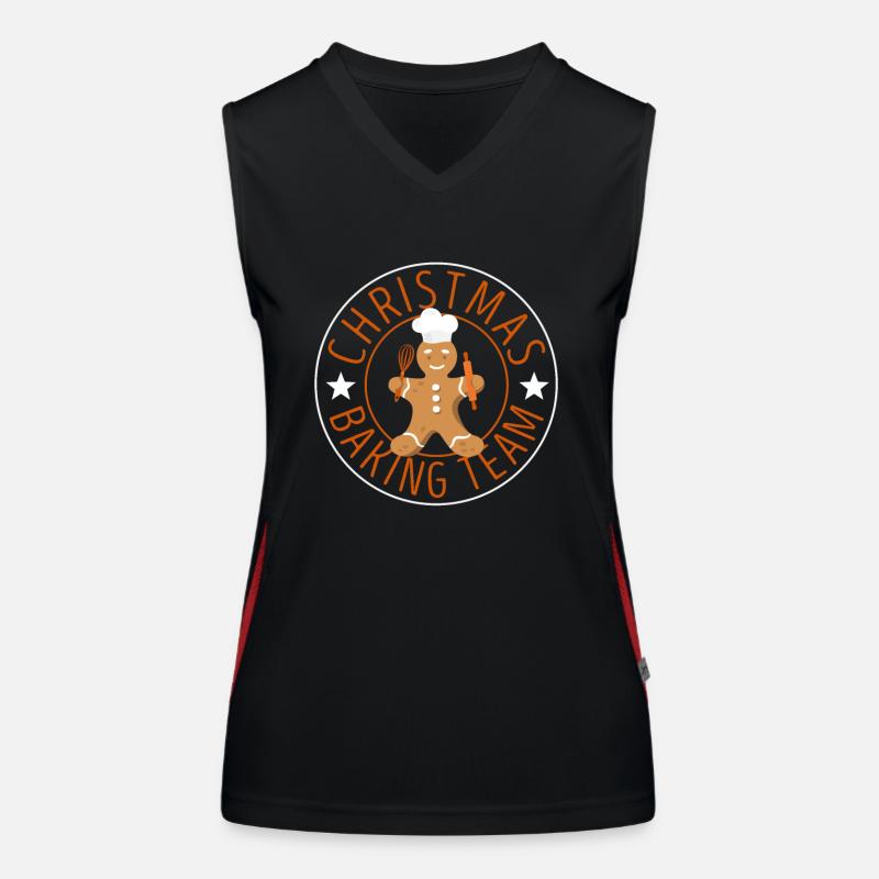 Christmas Bakery Team Funny Gingerbread Man Women's Functional Contrast Tank Top