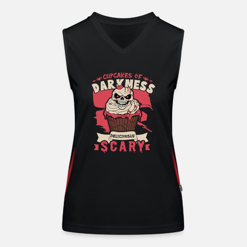 Terrifying Halloween horror cupcake monster Women's Functional Contrast Tank Top