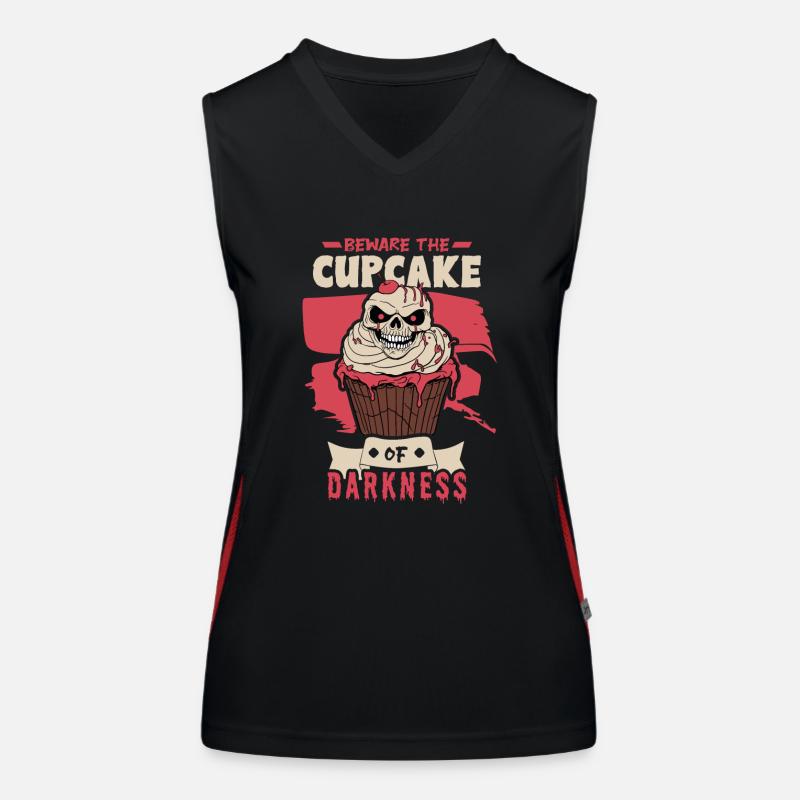 Terrifying Halloween horror cupcake monster Women's Functional Contrast Tank Top