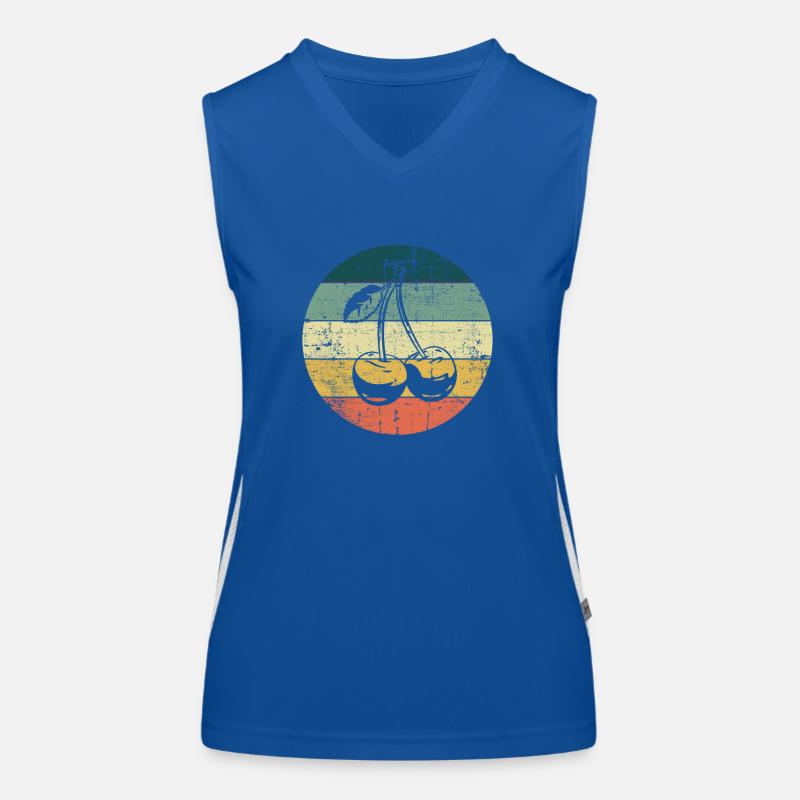 Kirsche Obst Retro Früchte Rot Geschenk Funktionelles Kontrast-Tank Top für Frauen