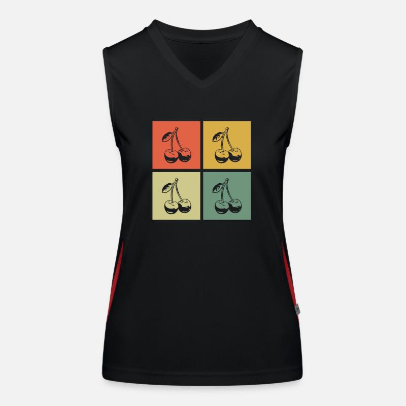 Kirsche Obst Retro Früchte Rot Geschenk Funktionelles Kontrast-Tank Top für Frauen