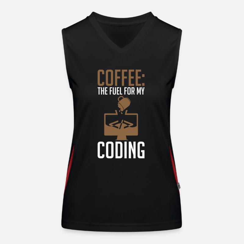 Coder Coffee Le carburant de mon codage - Débardeur respirant contrasté Femme - noir/rouge