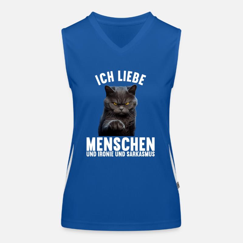 Ich liebe Menschen und Ironie und Sarkasmus Funktionelles Kontrast-Tank Top für Frauen
