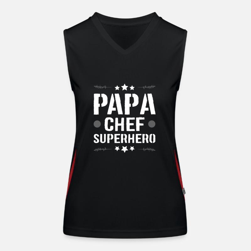 Papa Chef Superheld Dad Funktionelles Kontrast-Tank Top für Frauen