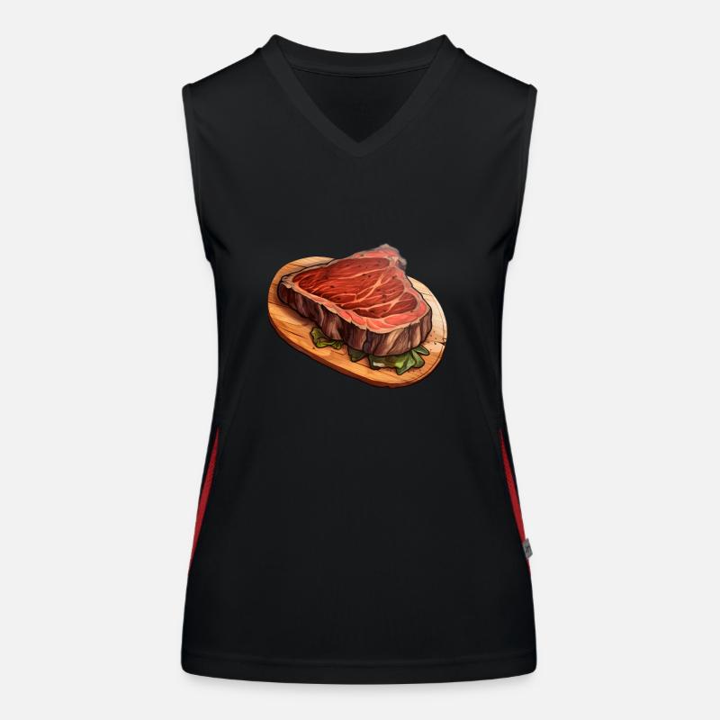 Steak Fleisch Essen Funktionelles Kontrast-Tank Top für Frauen