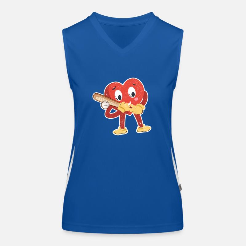 Heart swinging baseball bat Valentine's Day Women's Functional Contrast Tank Top