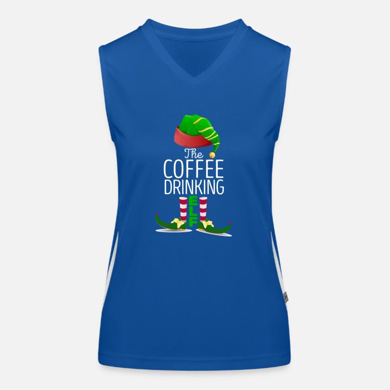 The Coffee-Drinking Elf Matching Family Group Women's Functional Contrast Tank Top