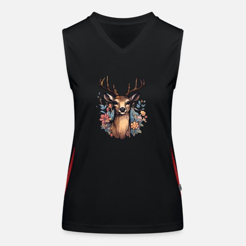 Deer floral pattern Women's Functional Contrast Tank Top