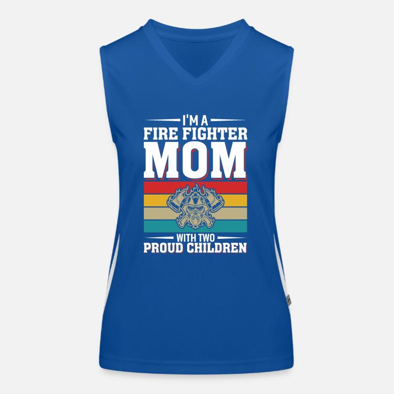 Ich Bin Eine Feuerwehrmama Mit Zwei Stolzen Kinder Funktionelles Kontrast-Tank Top für Frauen