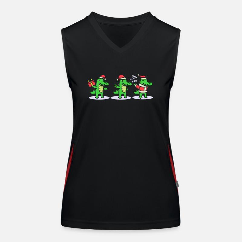 3 Weihnachtskrokodile Weihnachtsmann Xmas Funktionelles Kontrast-Tank Top für Frauen