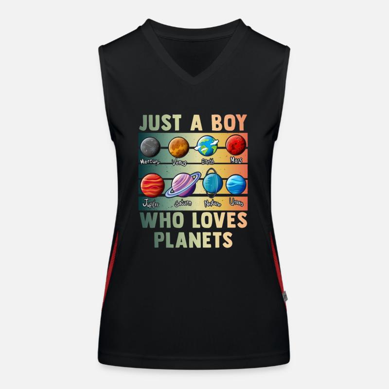 Juste un garçon qui aime les planètes du système solaire Débardeur respirant contrasté Femme