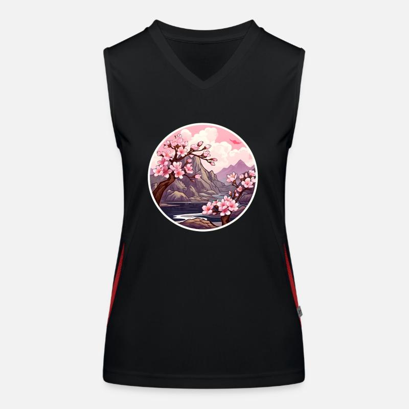 Cherry blossom tree Women's Functional Contrast Tank Top