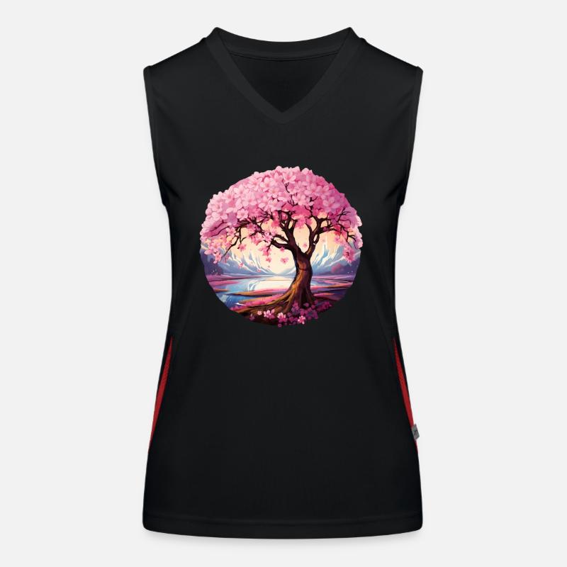 Cherry blossom tree Women's Functional Contrast Tank Top
