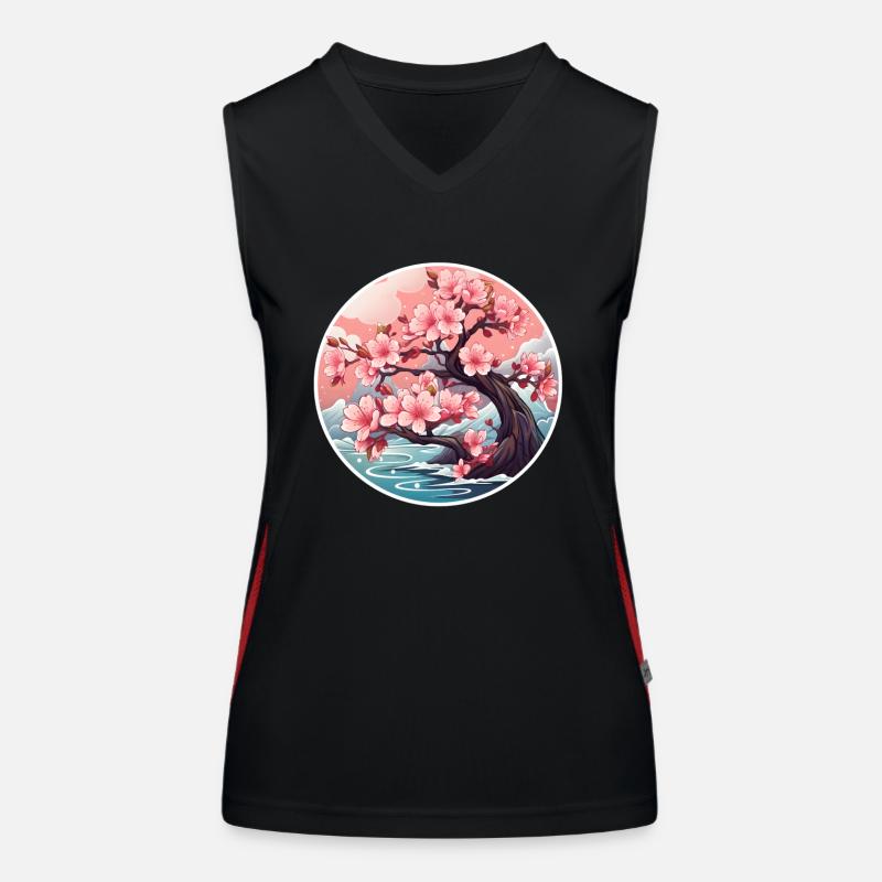 Cherry blossom tree Women's Functional Contrast Tank Top