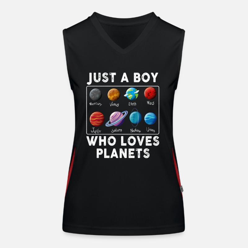 Juste un garçon qui aime les planètes du système solaire Débardeur respirant contrasté Femme