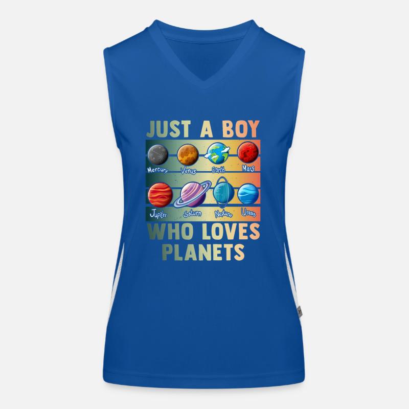 Juste un garçon qui aime les planètes du système solaire Débardeur respirant contrasté Femme