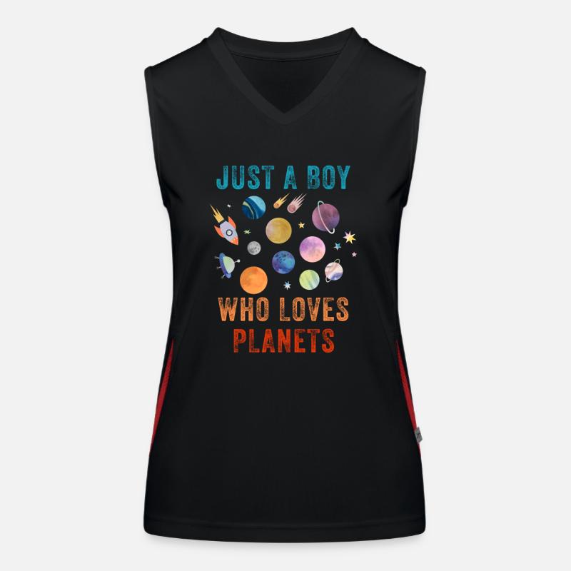 Juste un garçon qui aime les planètes du système solaire Débardeur respirant contrasté Femme