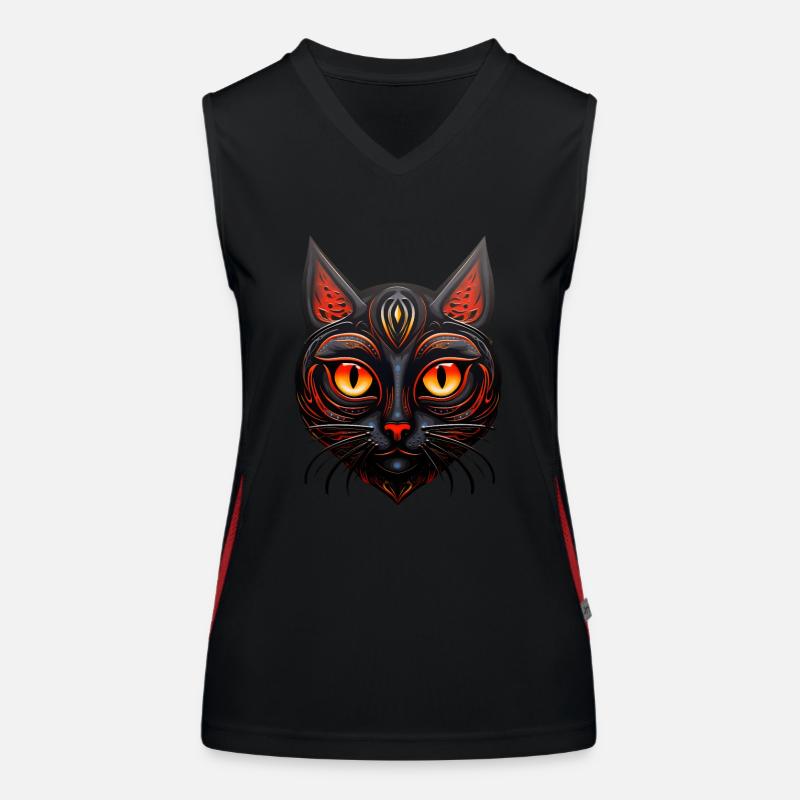 Schwarze Katze Hexen-Horror Funktionelles Kontrast-Tank Top für Frauen