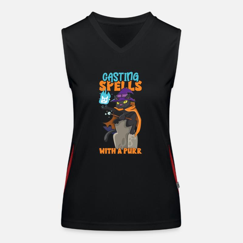 Cat Witch Occult Gothic Dark Satanic Women's Functional Contrast Tank Top