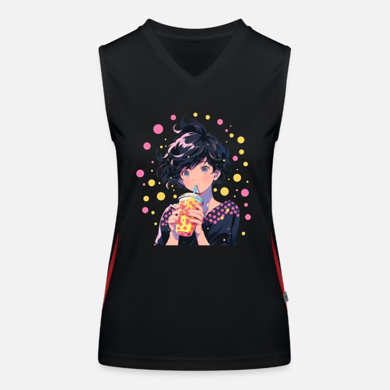 Anime and Boba Bubble Tea Funktionelles Kontrast-Tank Top für Frauen