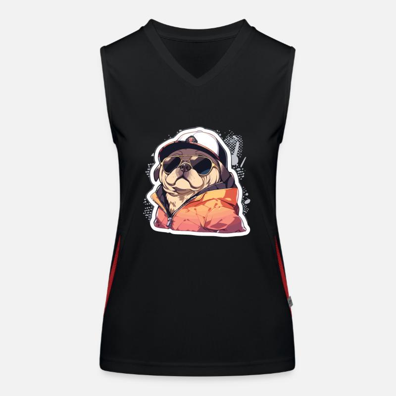 Mops Mops Hund Mops Sonnenbrille Mops Geschenk Funktionelles Kontrast-Tank Top für Frauen