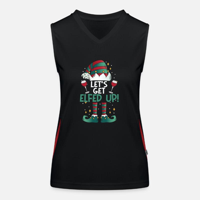 Let’s Get Elfed Up Funny Drinking Christmas Elf Débardeur respirant contrasté Femme