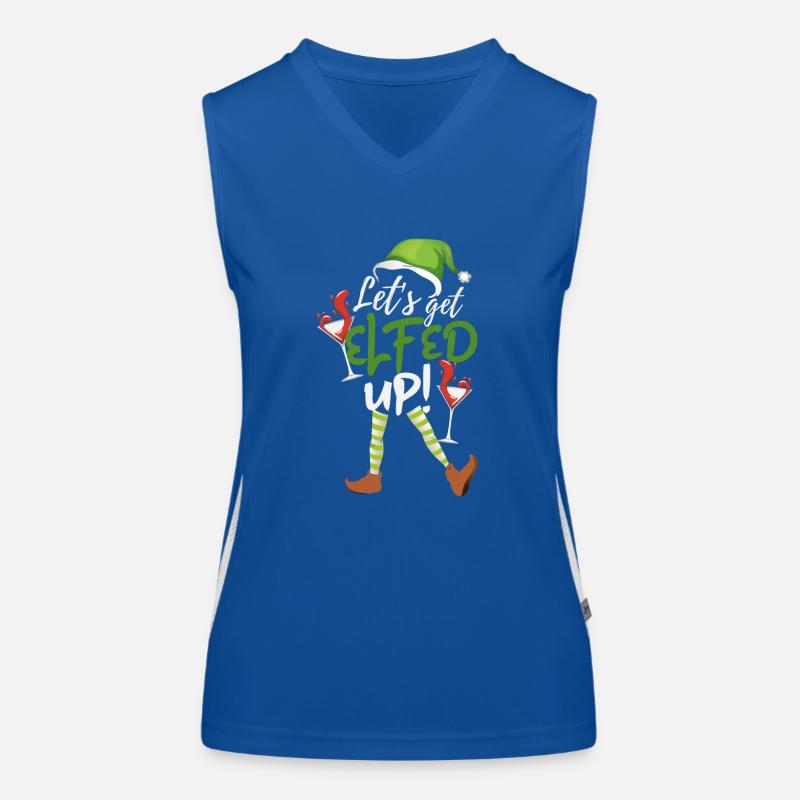Let's Get Elfed Up Funny Drinking Christmas Elf Women's Functional Contrast Tank Top