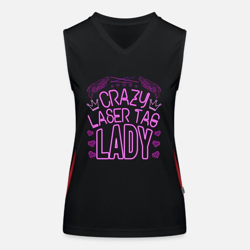 Crazy Laser Tag Lady Laser Tag Player Gift Idea Funktionelles Kontrast-Tank Top für Frauen