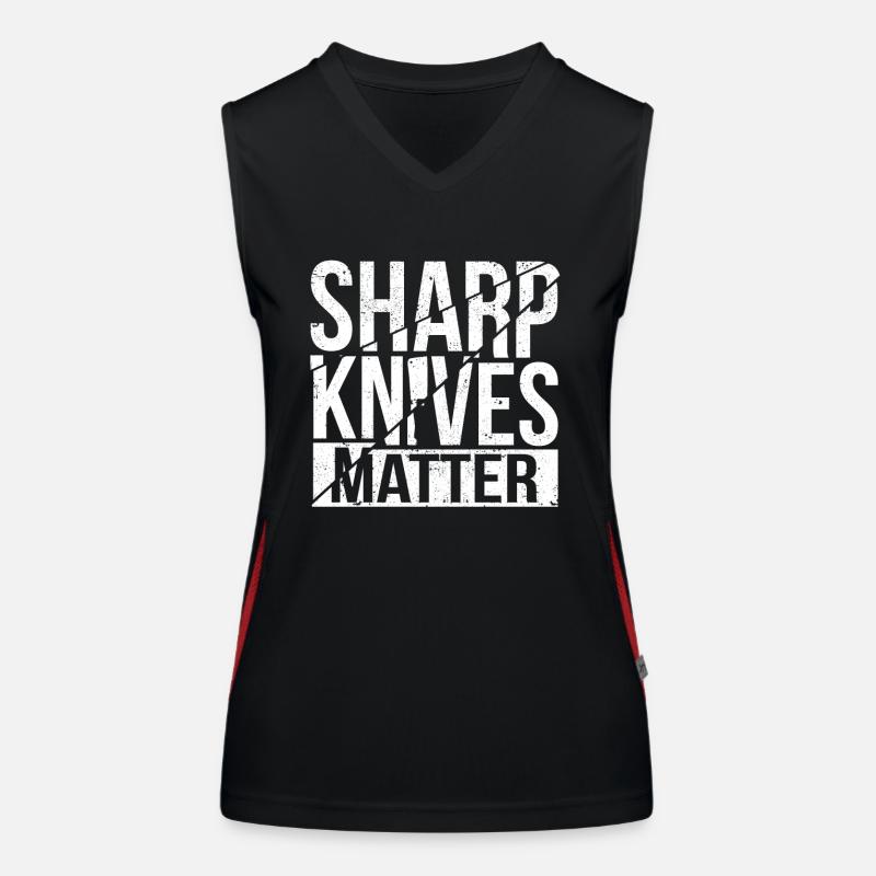 Sharp Knives Matter Chef Funny Culinary Women's Functional Contrast Tank Top