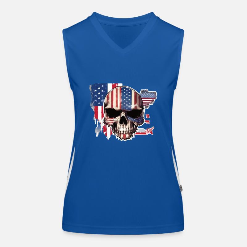 Crânes Crâne Amérique Drapeau Skull Bone Débardeur respirant contrasté Femme