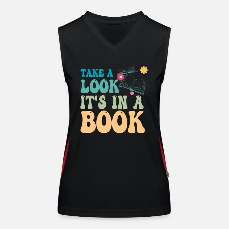 Schauen Sie mal, es steht in einem Buch, das Bücherwurm liest Funktionelles Kontrast-Tank Top für Frauen