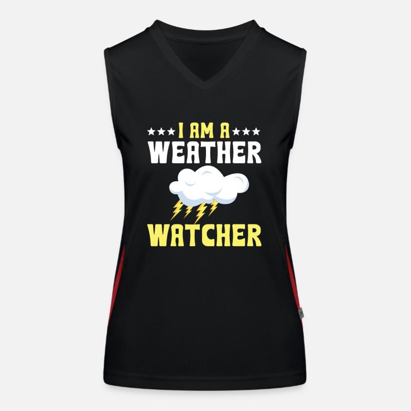 Funny weather watcher rain cloud Women's Functional Contrast Tank Top