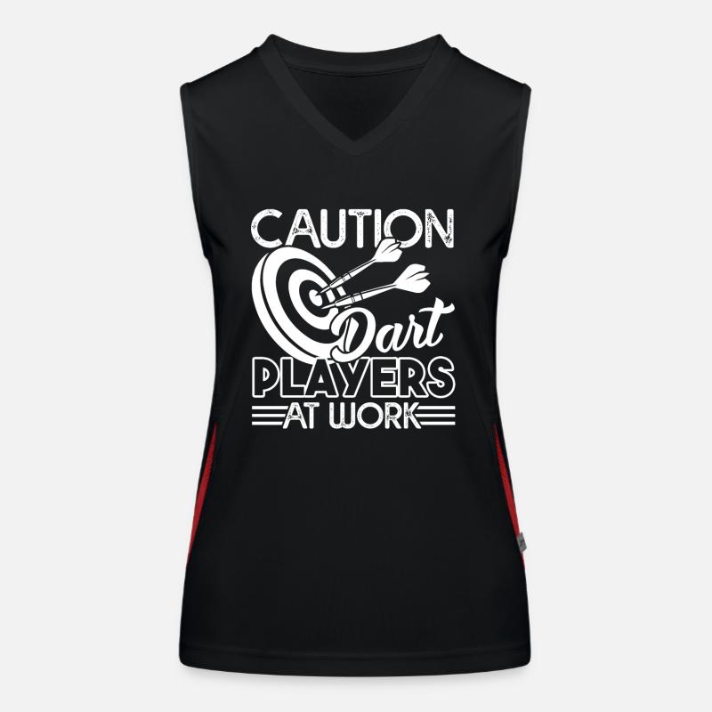 Darts Caution Darts Player At Work Women's Functional Contrast Tank Top