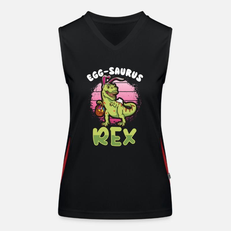 Easter T-rex Dinosaur Easter Funny T-rex Women's Functional Contrast Tank Top