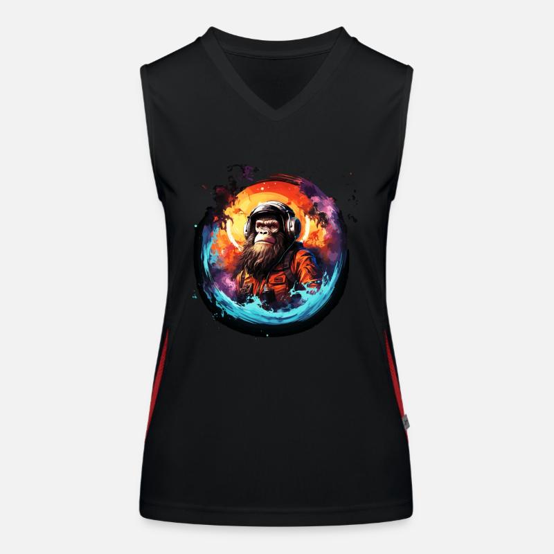 Astronaut Gorrilla - Outer Space Universe Monkey, Women's Functional Contrast Tank Top