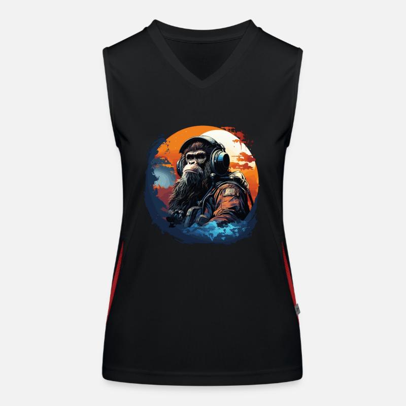Cooler Affe mit Kopfhörer - Ape, Monkey Graphics Funktionelles Kontrast-Tank Top für Frauen