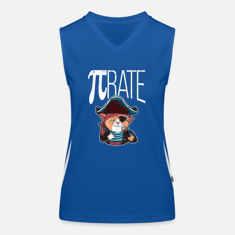 Drôle Pi Day Math Science Cat Pirate Débardeur respirant contrasté Femme