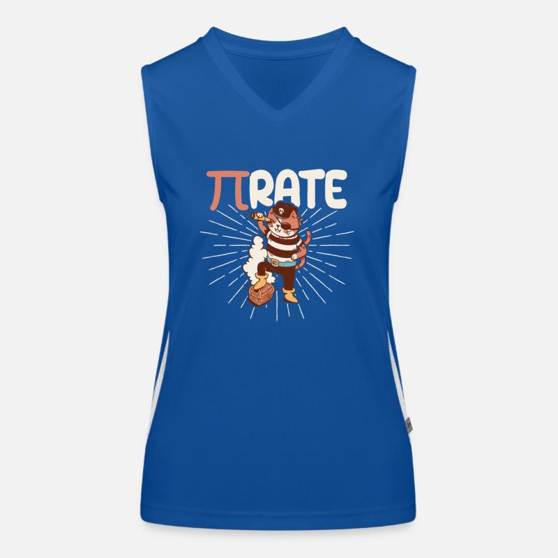 Drôle Pi Day Math Science Chat Pirate Débardeur respirant contrasté Femme
