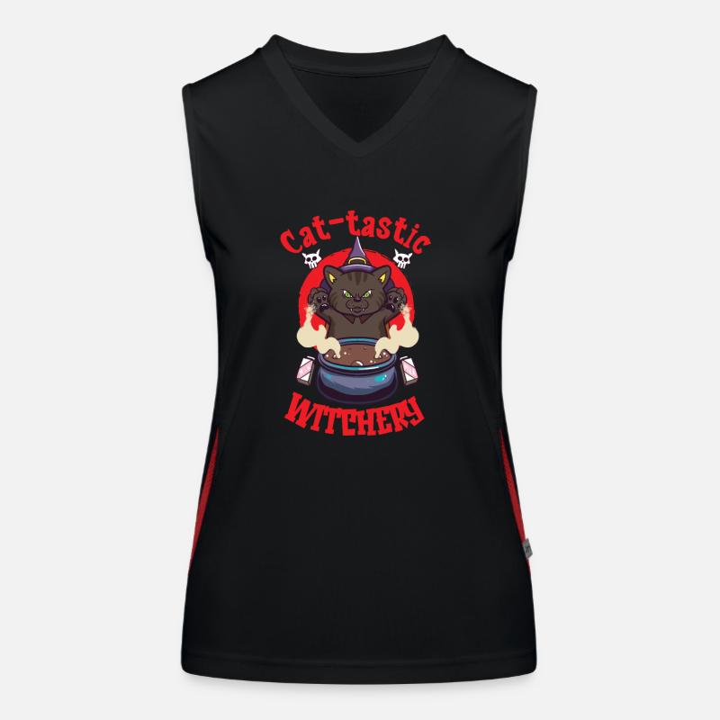 Cat Witch Occult Gothic Dark Satanic Women's Functional Contrast Tank Top