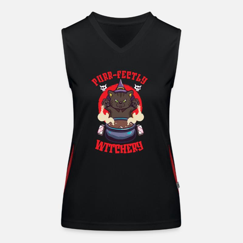 Cat Witch Occult Gothic Dark Satanic Women's Functional Contrast Tank Top