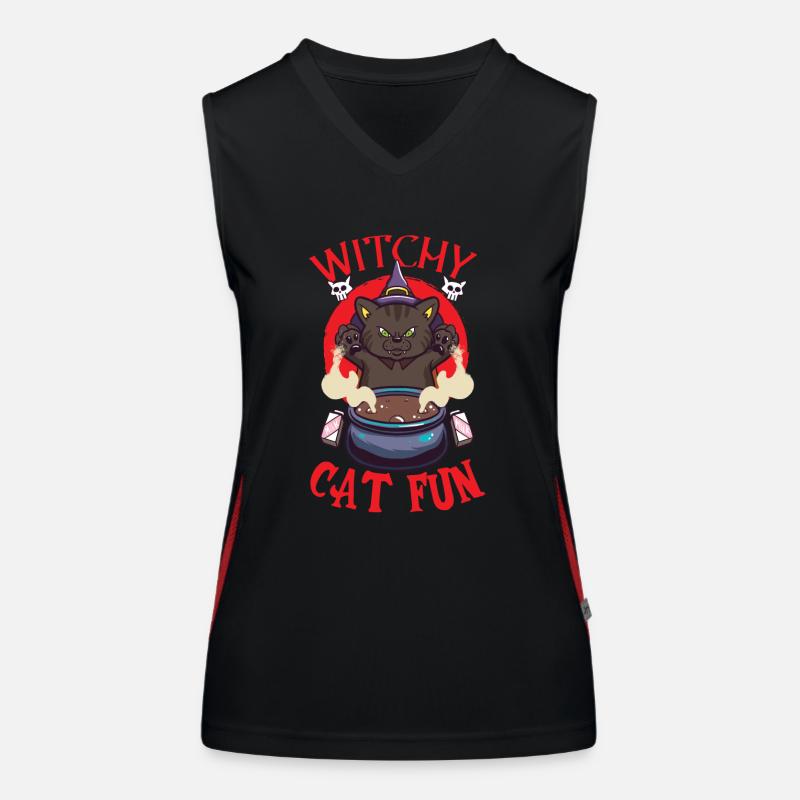 Cat Witch Occult Gothic Dark Satanic Women's Functional Contrast Tank Top