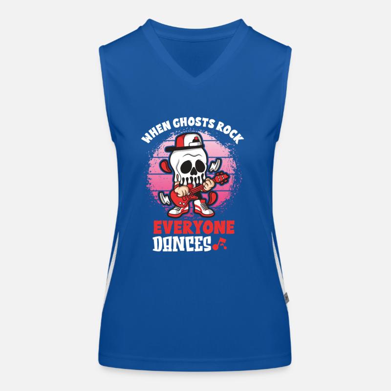 Funny Horror Spooky Guitar Guitarist Ghostly Women's Functional Contrast Tank Top